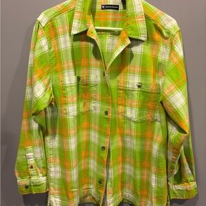 Boston Traders Green and Orange Plaid Shirt